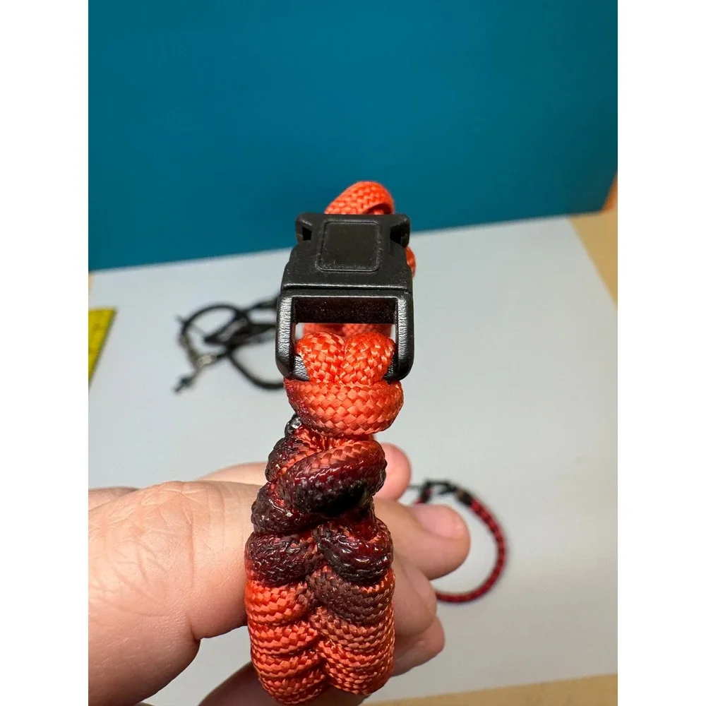 Lot of 7 Mens Braided Leather Paracord Woven Bracelets Cross Charm Black Red